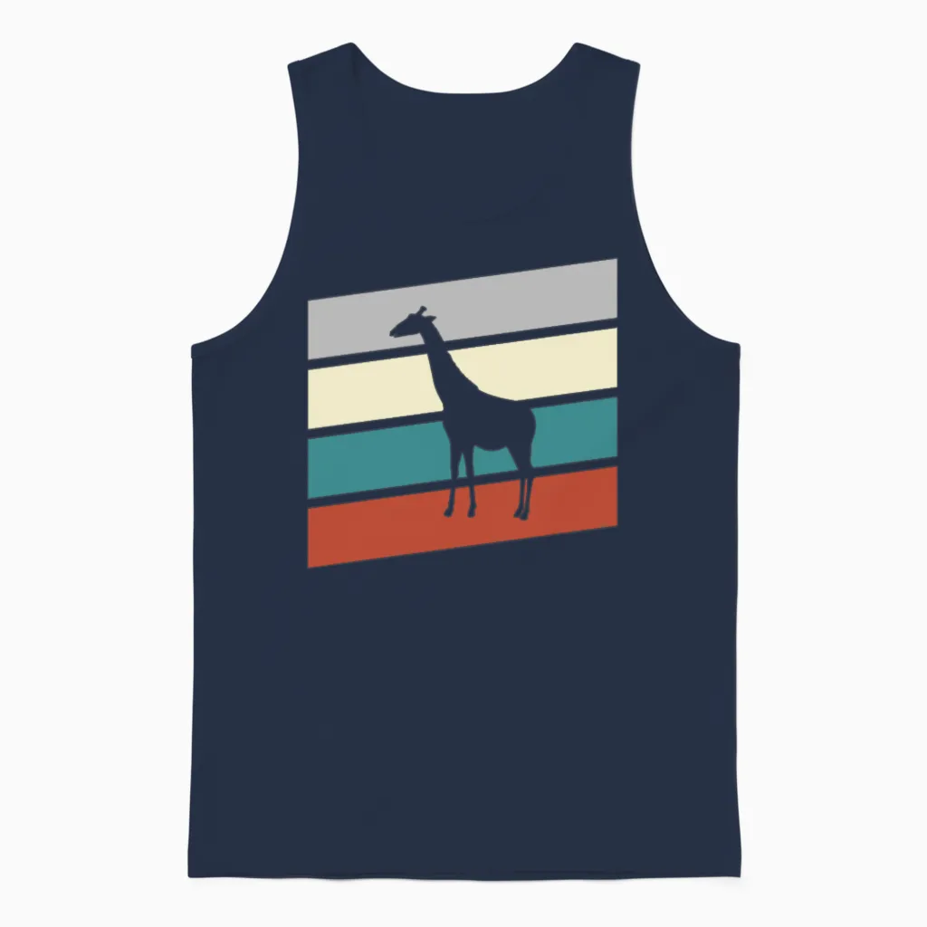 Giraffe Retro Unisex Tank Top in Navy