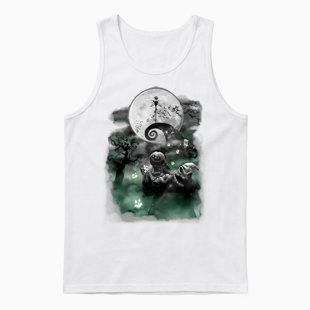 Disney - the Nightmare Before Christmas Haunted Scene Unisex Tank Top in White