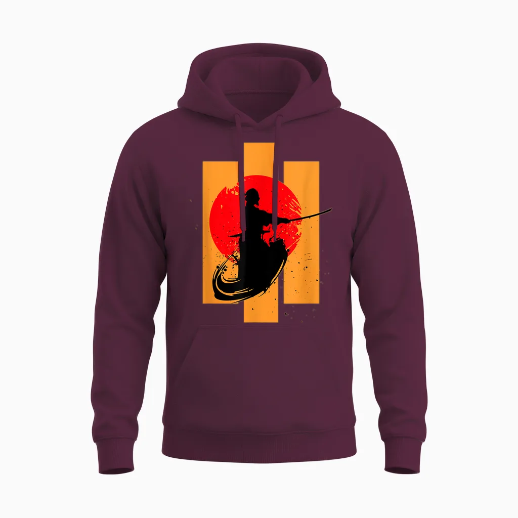 Japanischer Samurai-Krieger Bushido Code Japan Ronin Swordsmen Unisex Hoodie in Maroon