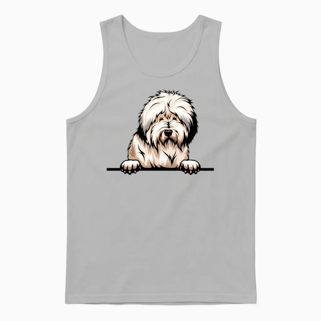Bobtail Dog Lovers Gift Unisex Tank Top in Ash