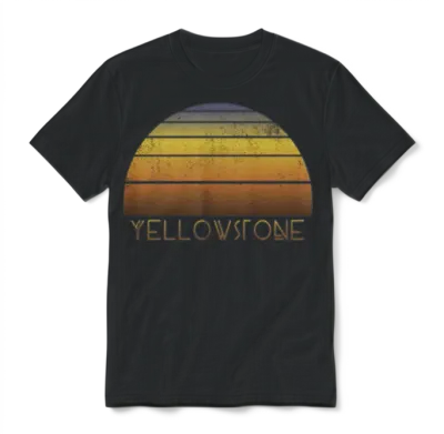 Retro Yellowstone National Park Sunset Vacation Unisex T-Shirt - Black