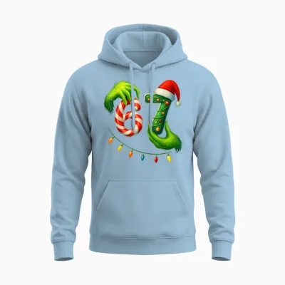 Funny Six Seven 67 Meme 6 7 Santa Christmas Brainrot Kids Pj Unisex Hoodie - Light Blue
