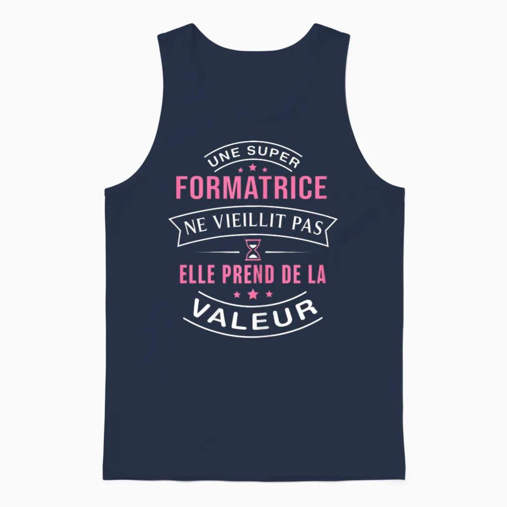 A Super Trainer Does Not Age Gift Trainer T-Shirt, Black, Female X-Small Unisex Tank Top in Navy