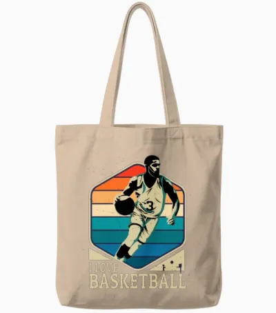 I Love Basketball Retro Retro Basketball Player Tote Bags - Natural