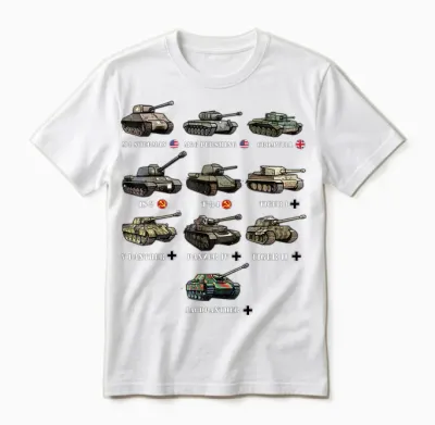 Ww2 Tanks M4 Sherman Panzer Iv Tiger Ii T-34 History Buff Unisex T-Shirt - White