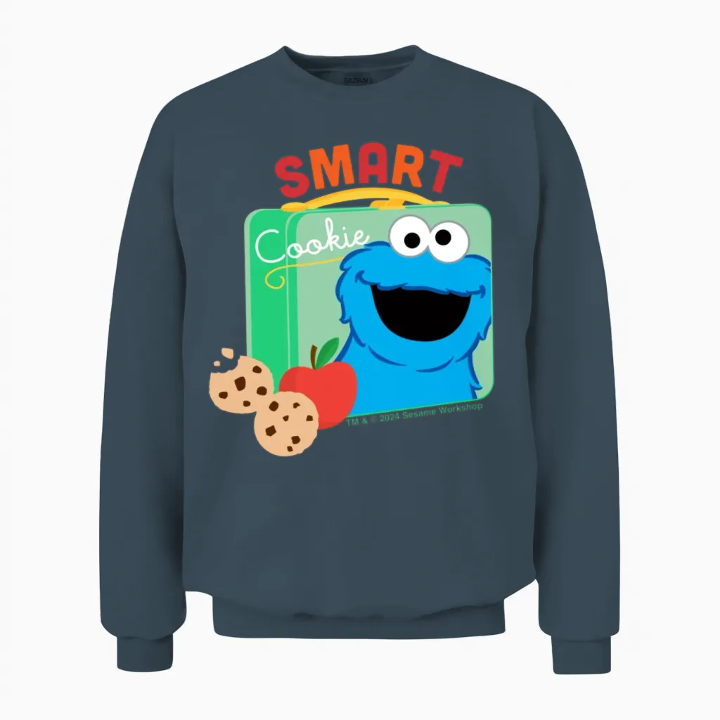 Sesame Street Cookie Monster Smart Inscription Unisex Sweatshirt in Dark Heather