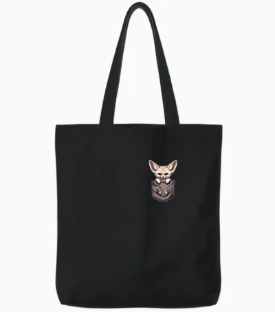 Pocket Fennec Foxes Lover Fenec Fox Animal Art Wild Animals Tote Bags - Black