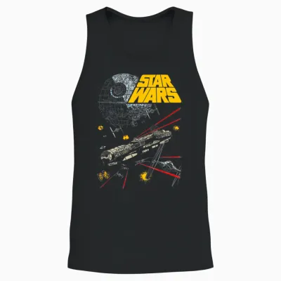 Star Wars Millennium Falcon Battle Graphic T-Shirt, Black, S Unisex Tank Top - Black