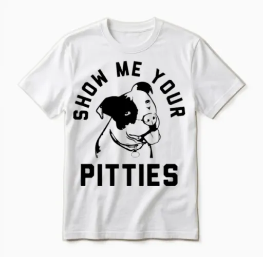 Show Me Your Pitties Funny Pitbull Pit Bull Dog Unisex T-Shirt in White