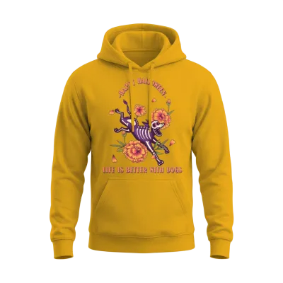 Life Is Better with Dogs - Dog Mom Unisex Hoodie - Gold