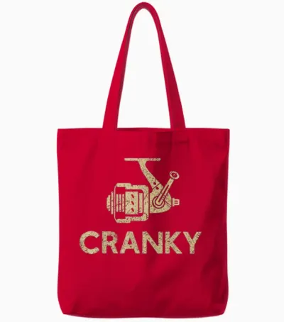 Crankbait Fishing Lure - Cranky Funny Gift Ideas for Fishing Tote Bags - Red