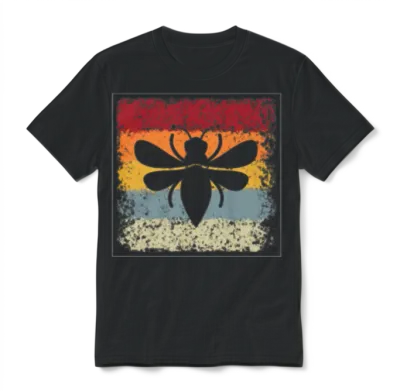 Bee Retro Unisex T-Shirt - Black