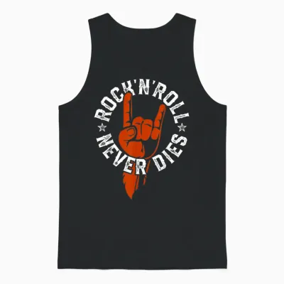 Rock N Roll Never Dies Rock and Roll Heavy Metal Music Unisex Tank Top - Black