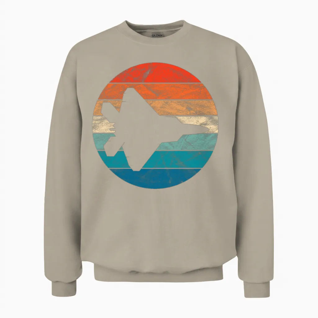 Vintage Fighter Jet Unisex Sweatshirt in Sand