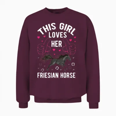 Friesian Horse Girl Unisex Sweatshirt - Maroon