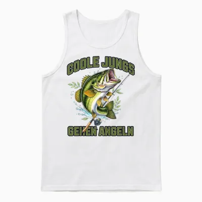 Children's Fishing, Children's Fishing Saying, Cool Boys Go Fishing Unisex Tank Top - White