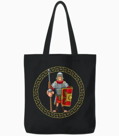 Roman Costume Roman Helmet Soldier Sword Children's Boys T-Shirt, Black Tote Bags - Black