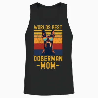 Doberman with Sunglasses Retro Unisex Tank Top - Black