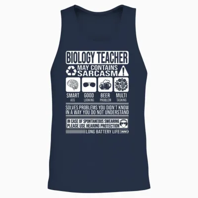 Biology Teacher Sarcasm Funny Gift Biology Teacher Unisex Tank Top - Navy