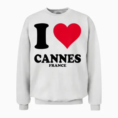 I Love Cannes T-Shirt, White, S Unisex Sweatshirt - White
