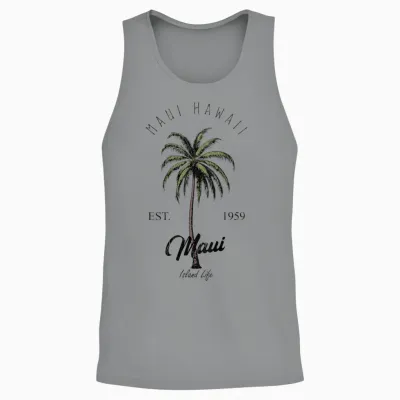 Maui Hawaii Tropical Tree Beach Urlaubsstimmung Auf Der Rückseite Unisex Tank Top - Sport Grey