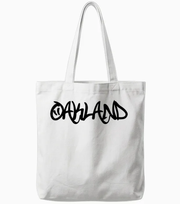 Oakland Graffiti Tote Bags in White