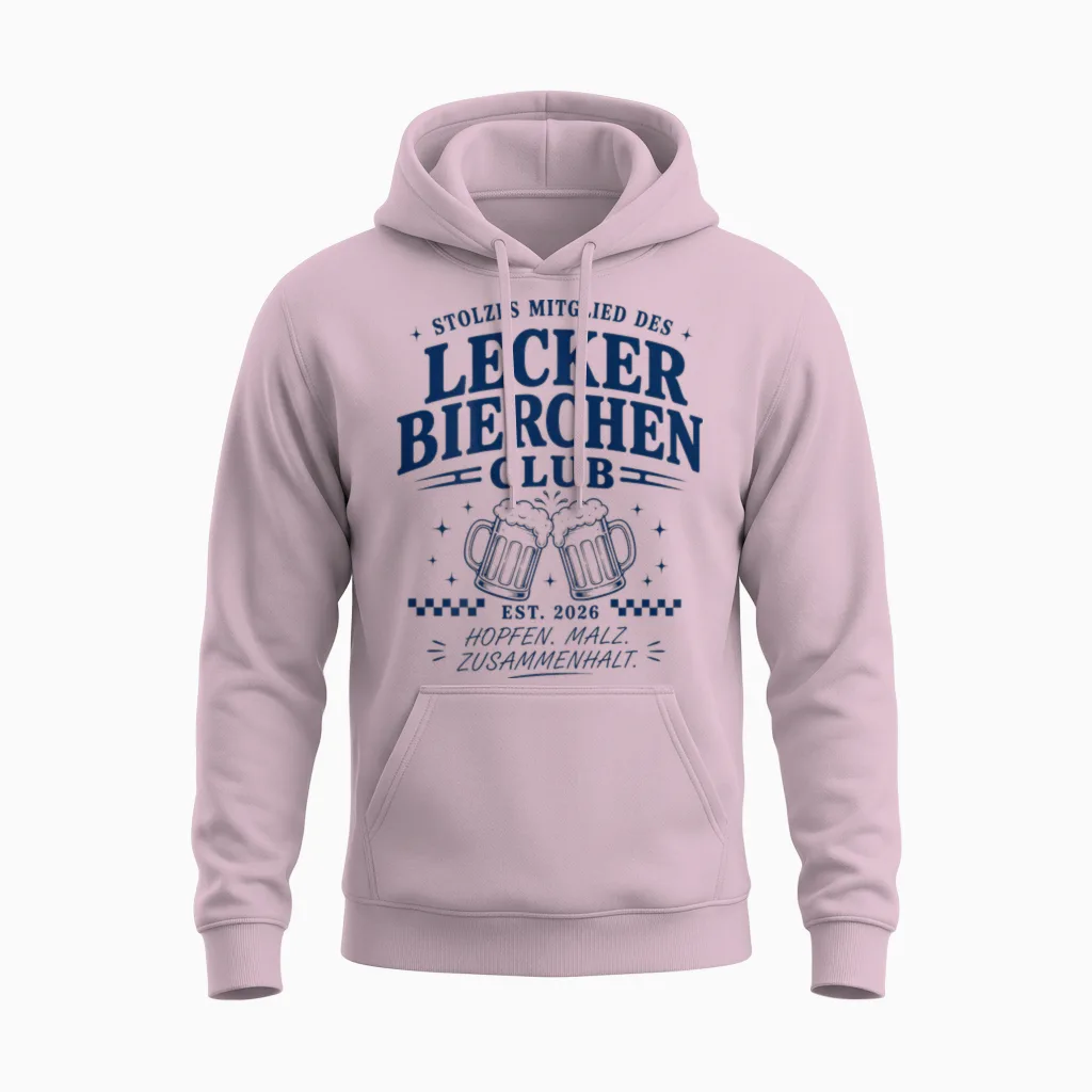Lecker Bierchen Club Unisex Hoodie in Light Pink