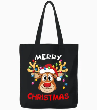 Merry Christmas Reindeer Xmas Family Men Women Tote Bags - Black