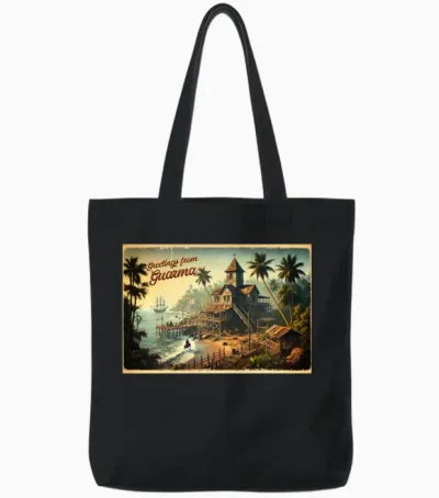 Greetings from Guarma Tote Bags - Black