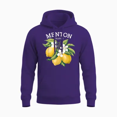 Menton France French Riviera T-Shirt, Black, S Unisex Hoodie - Purple