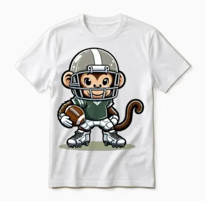 Cute American Football Player Monkey Unisex T-Shirt - White