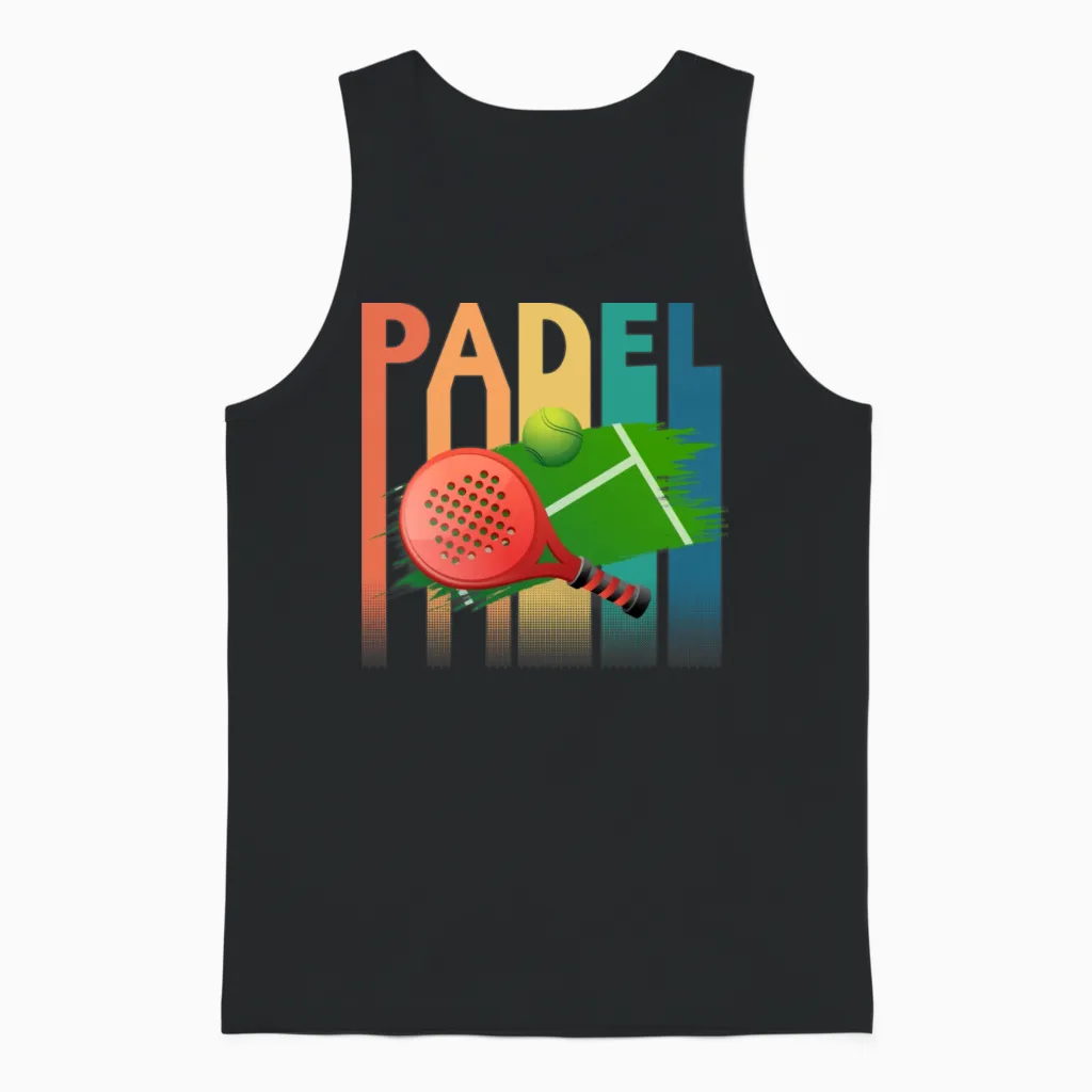 Padel Padel Tennis Retro Unisex Tank Top in Black