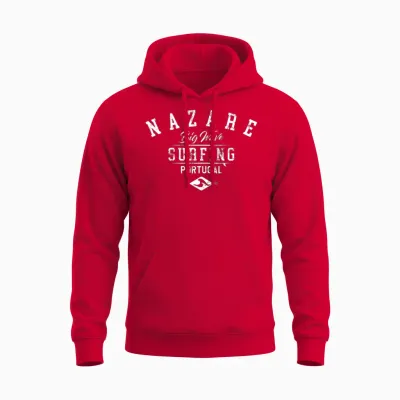 Nazare Big Wave Surfing Portugal Used Look Unisex Hoodie - Red