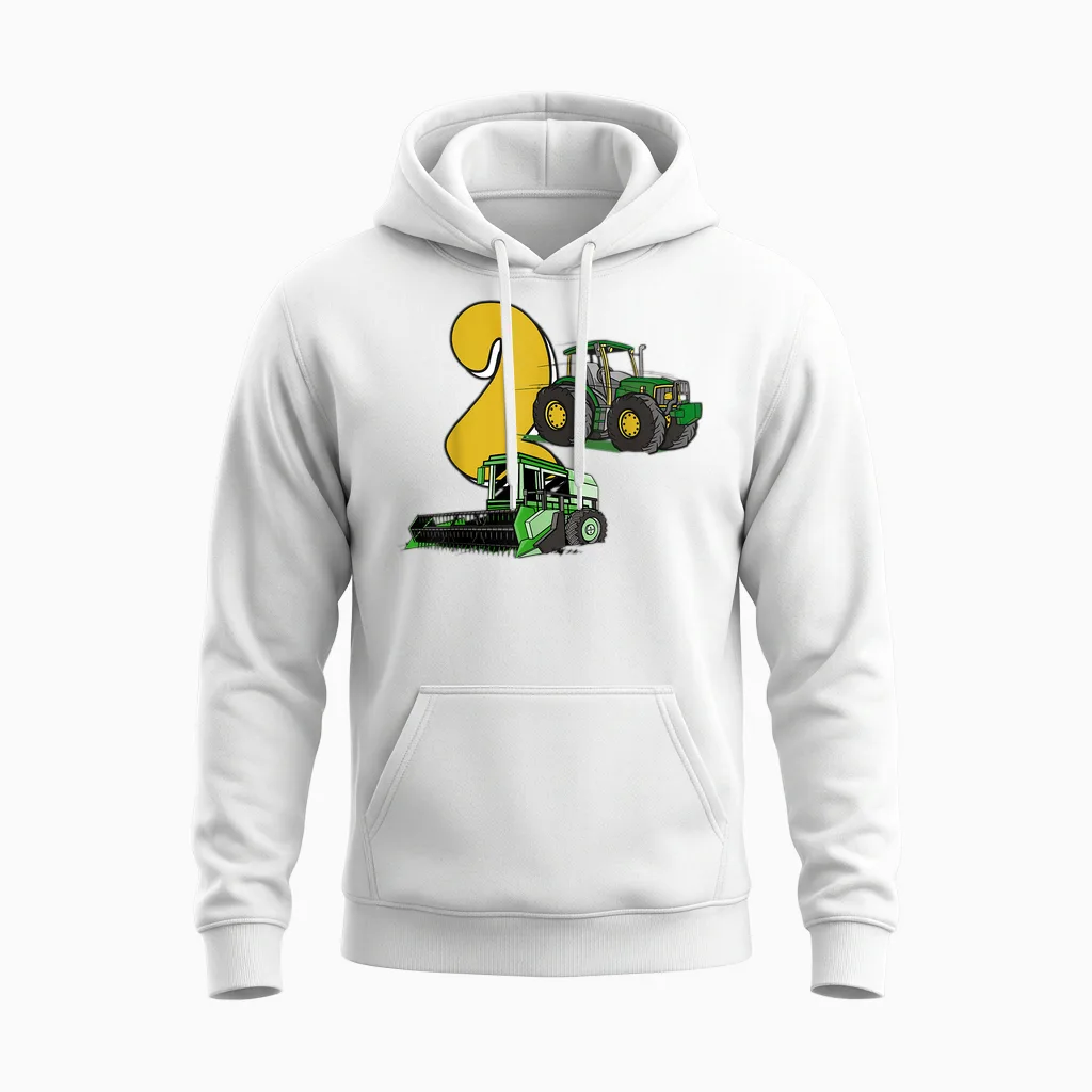 2. Geburtstag Junge, Traktor, Mähdrescher, Bauernhof Kinder Unisex Hoodie in White