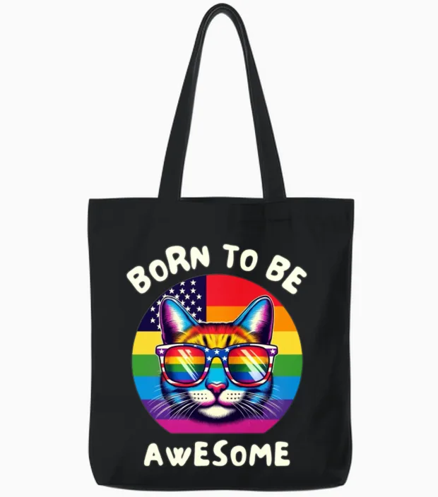 Lgbt. Born to Be Awesome Pride Tote Bags in Black