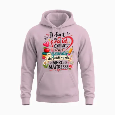 School Teacher Gift End of Year Heart Merci Original Unisex Hoodie - Light Pink