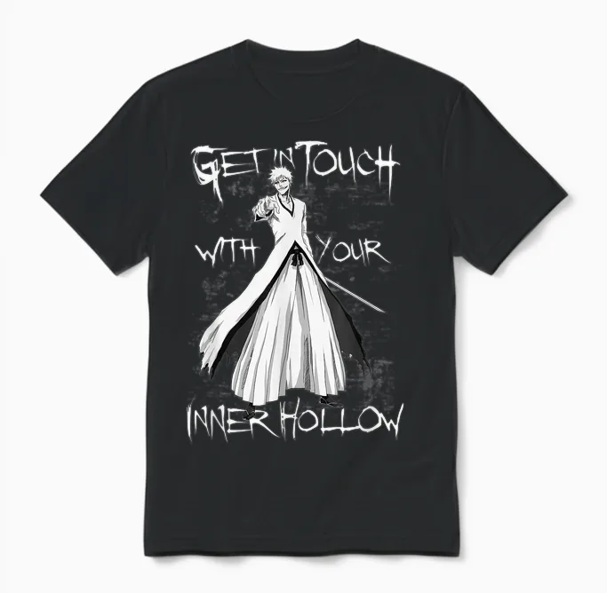 Bleach Get in Touch with Your Inner Hollow Anime Unisex T-Shirt in Black