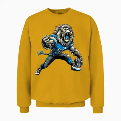 Lion Touchdown American Football Game Day Thanksgiving Cool Unisex Sweatshirt - Gold