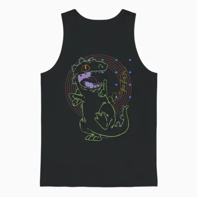 Mademark X Rugrats - Reptar - Retro Outline Unisex Tank Top - Black