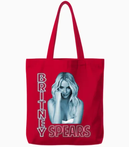 Britney Spears Neon Light Iconic Y2k Pop Tote Bags in Red