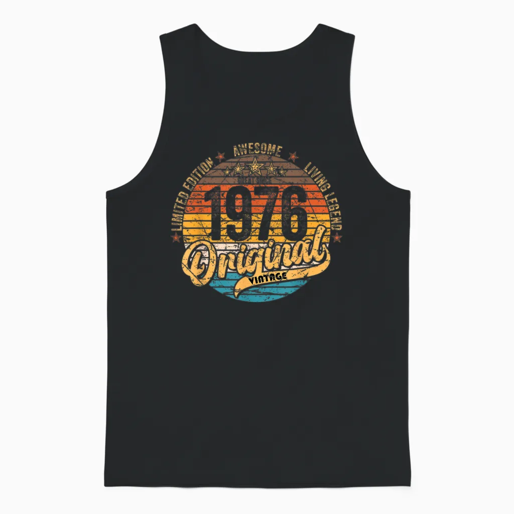 1976 Vintage Birthday Retro Vintage Men Women Gift Unisex Tank Top in Black