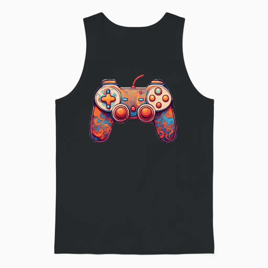 Retro Swirl Gamer Gaming Unisex Tank Top - Black