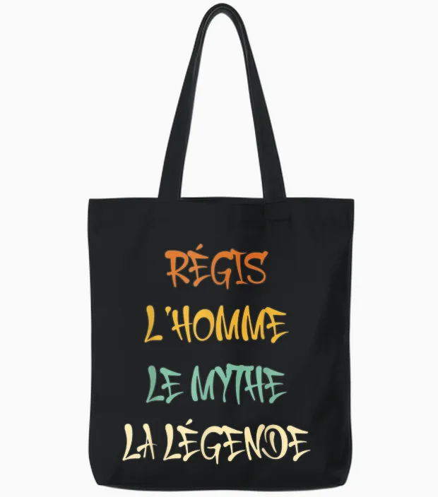Régis Men's Myth Legend Gift Idea Humour First Name Régis Tote Bags in Black