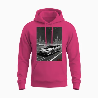 Retro Synthwave Racer Unisex Hoodie - Heliconia