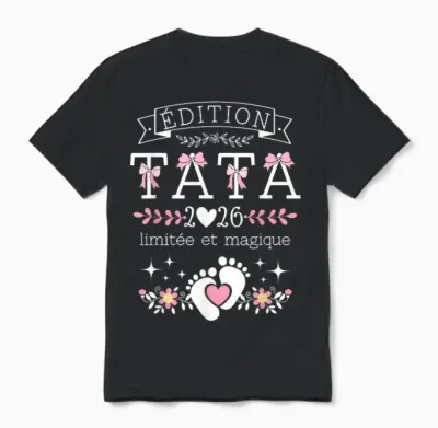 Future Tata 2026 Gift Announcement Pregnancy Aunt 2026 Unisex T-Shirt - Black