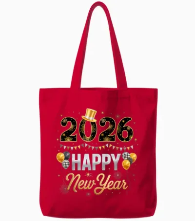 Happy New Year Party 2026 Ballon Family Matching Men Women Tote Bags - Red