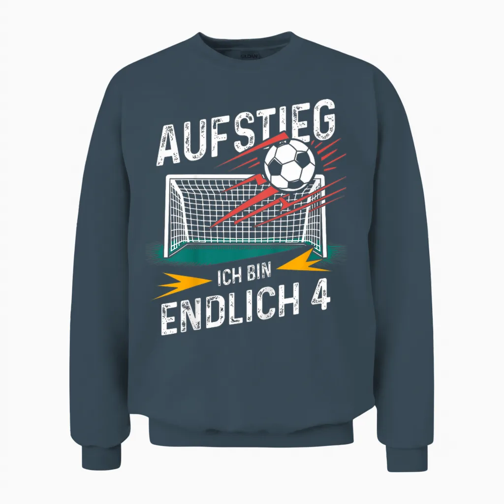 Kinder 4. Geburtstag Junge Fußball 4 Jahre Spruch Unisex Sweatshirt in Dark Heather
