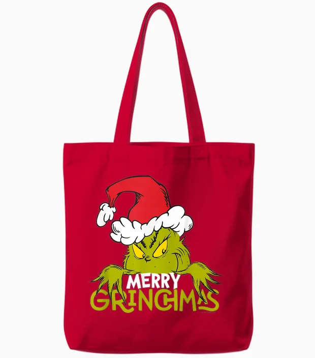 Grinch - Merry Grinchmas Christmas Tote Bags in Red