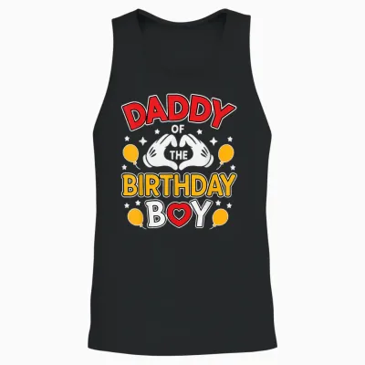 Daddy of the Birthday Boy Shirt Matching Dad Son Family Bday Unisex Tank Top - Black