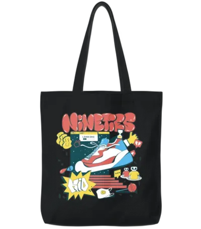 Nineties 90s Kid Retro Tote Bags - Black